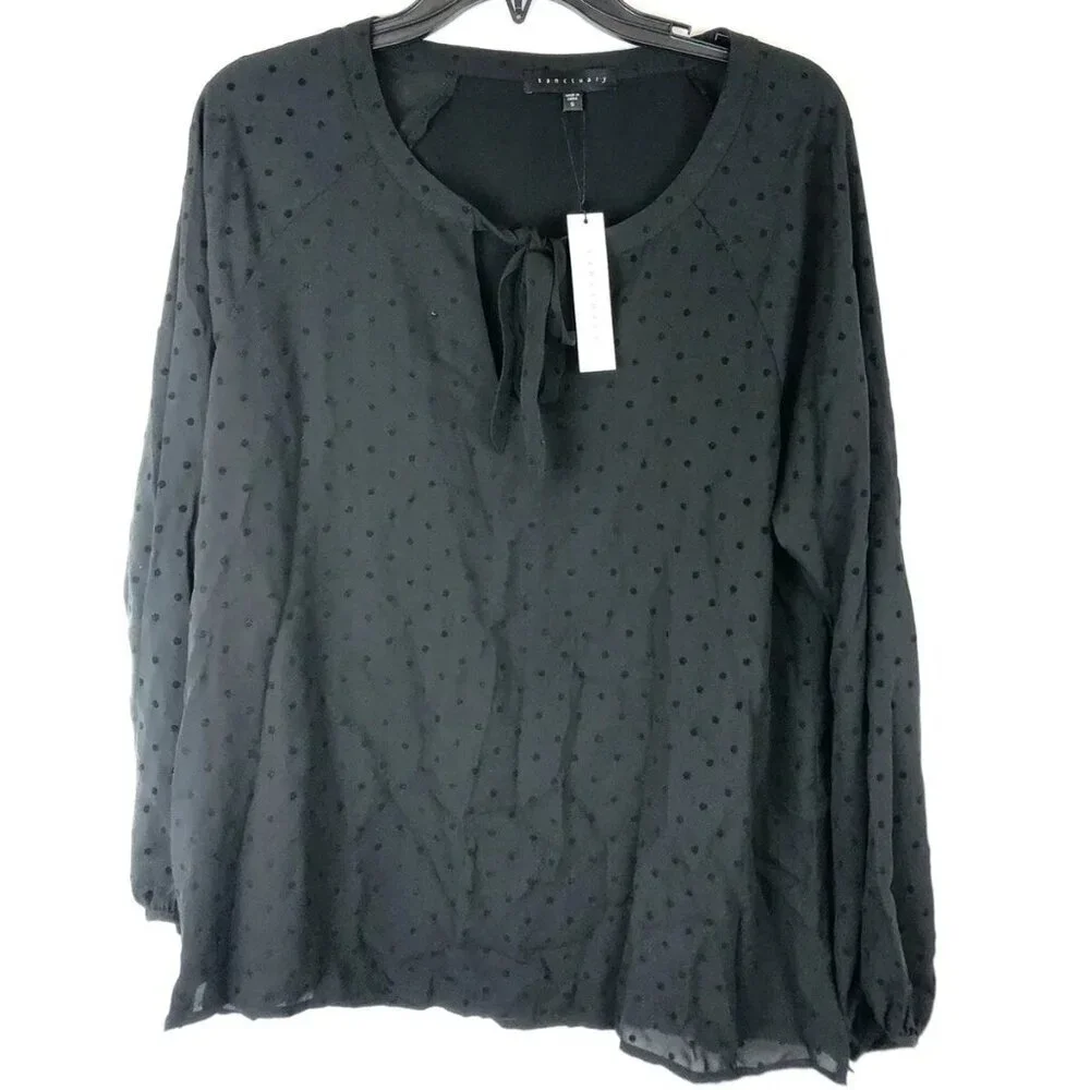 Sanctuary Avery Black Long Sleeve Blouse Size XS